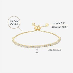 14K Gold Plated Cubic Zirconia Classic Tennis Bracelet